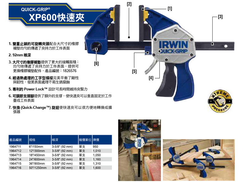 XP600快速夾50"/1250mm IW-1964716