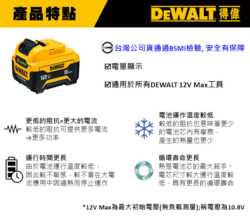 12V  鋰電池 5.0Ah DCB126