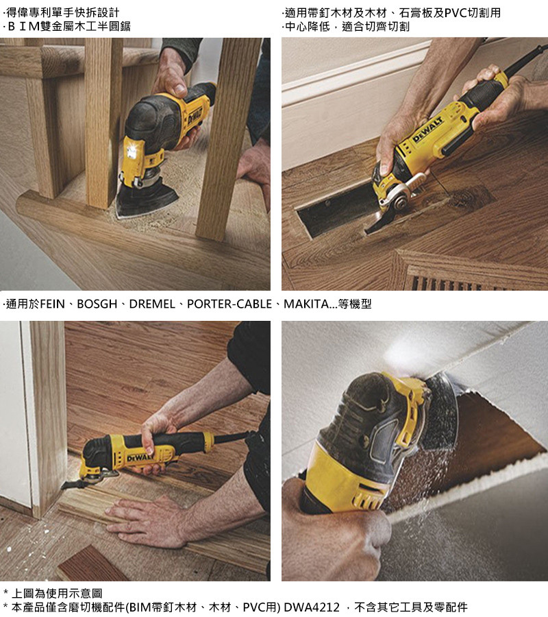 美國 DEWALT 得偉 磨切機配件BIM 帶釘木材、木材、PVC用 DWA4212