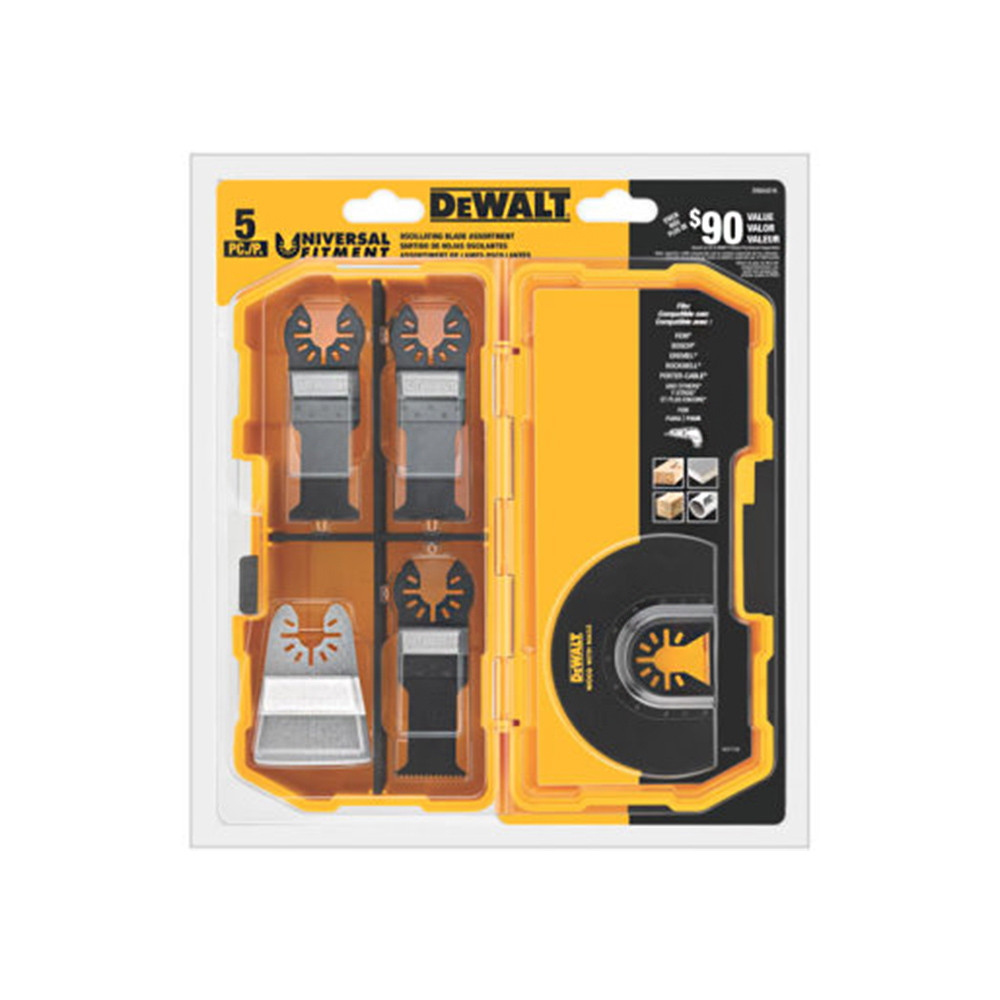 美國 DEWALT 得偉 磨切機配件5片式套裝組 帶釘木材及木材、石膏板及PVC切割用刀片 DWA4216