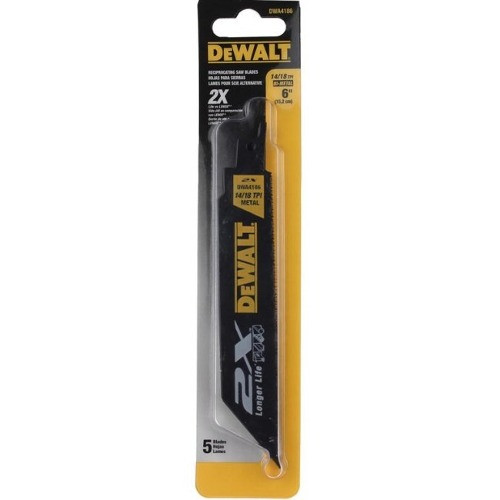 美國 得偉 DEWALT 雙金屬2倍耐用 特殊塗層金屬鋸片 金屬管材及鋼材用軍刀鋸片152mm DWA4186 (5入)