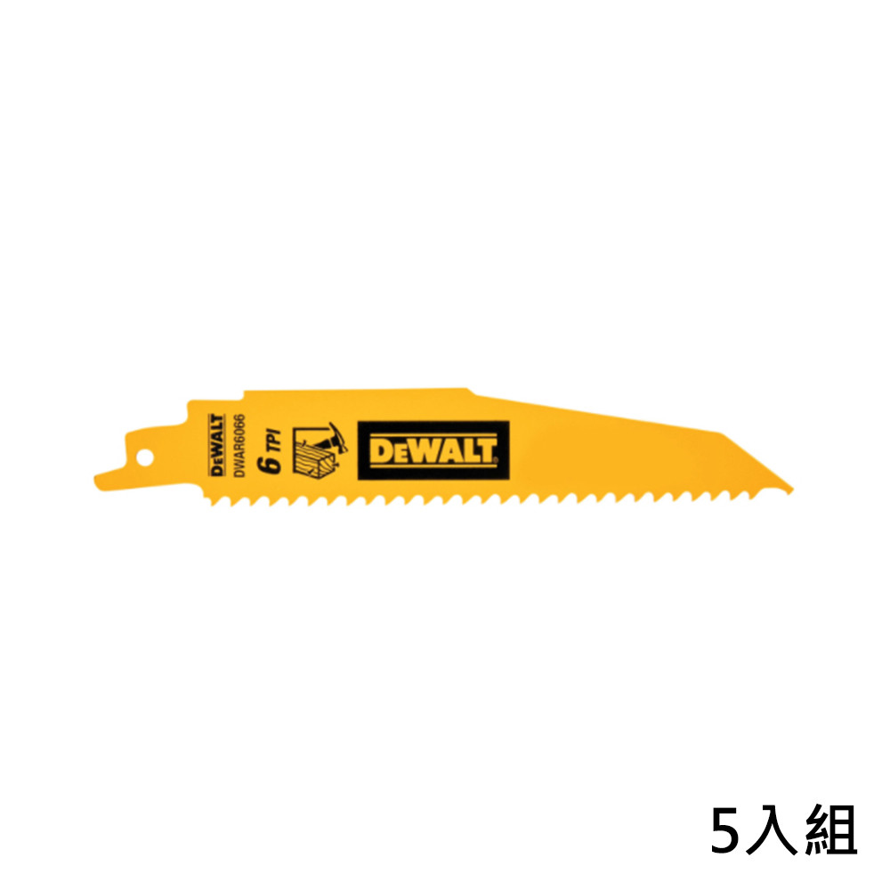 美國 得偉 DEWALT 6"x6T雙金屬破壞型軍刀鋸片(木工) DWAR6066 (5入)