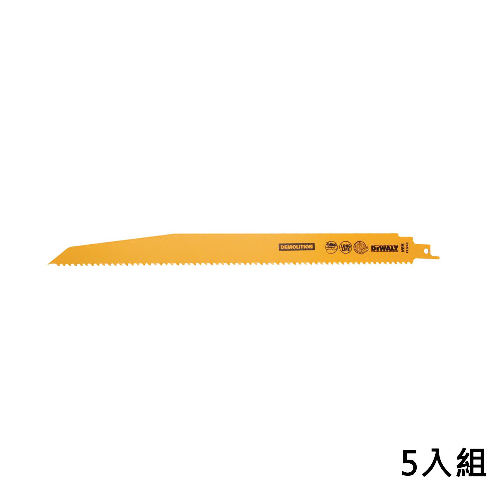 美國 得偉 DEWALT 雙金屬破壞用 木材快速切割軍刀鋸片 305mm DT2314-QZ (5入)