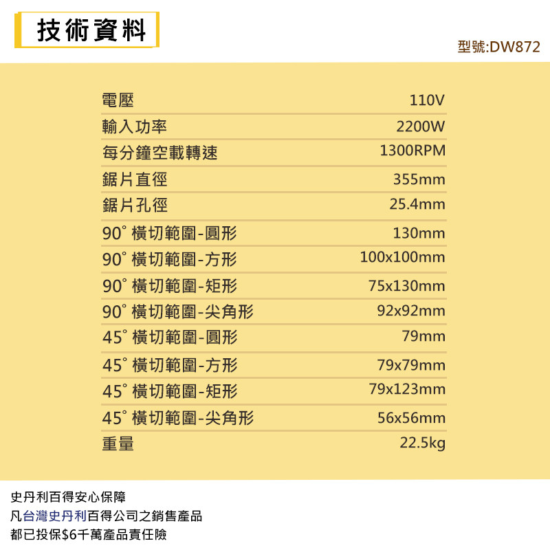 2200W 14金屬切斷機 DW872-TW