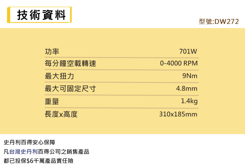 強力型隔間行業電動起子機 DW272