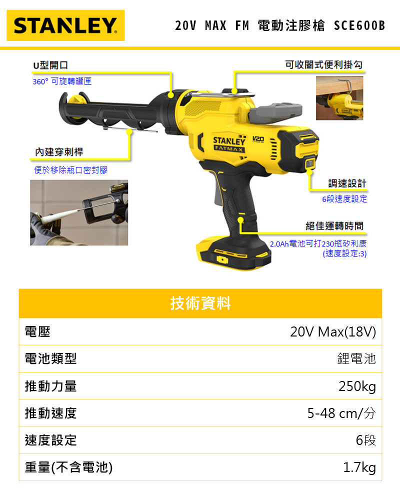 20V FM 電動注膠槍(空機) SCE600