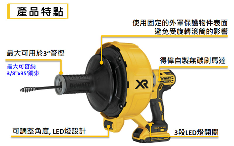 20V Max*(18V) 無碳刷通管機(空機) DCD200B