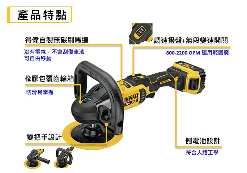 20V無碳刷可調速打蠟機(空機) DCM849B
