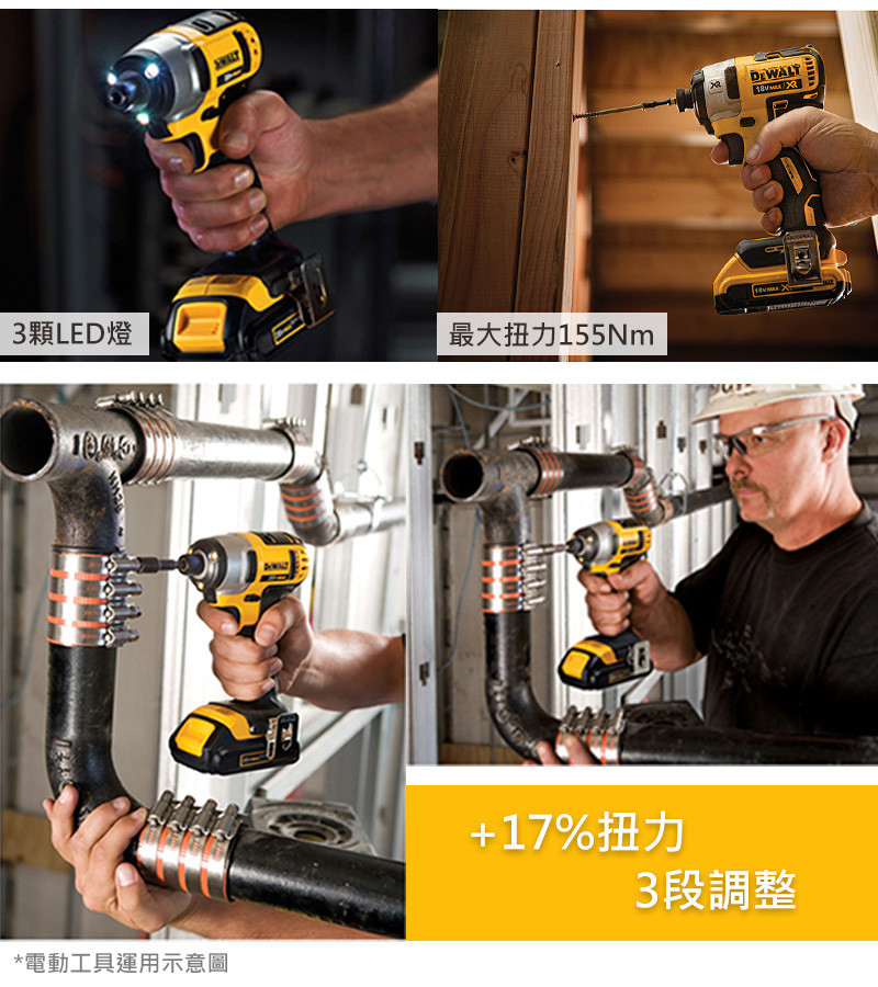 20V 鋰電無碳刷三段衝擊起子機(空機) DCF887