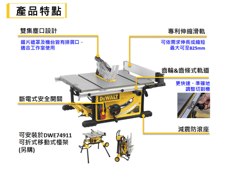 1650W 平台式圓鋸機250mm DWE7492